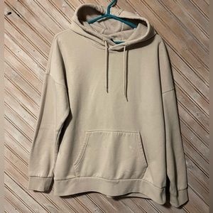 Lazy pants cream beige pullover sweater birds strings & pocket hoodie stains